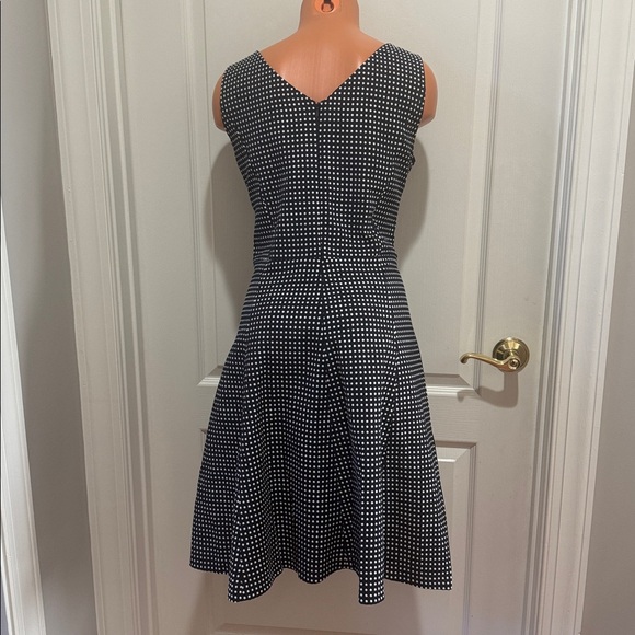 RALPH LAUREN Fit & Flare Dress Navy Ivory Polka Dot Size 10 $158 EUC KL - Picture 4 of 14